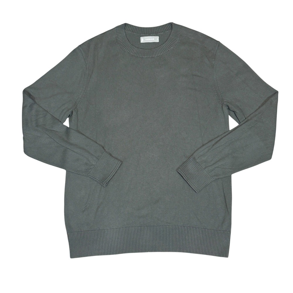 Everlane Mens Organic Cotton Coolmax Crewneck Sweater Olive Green Size M